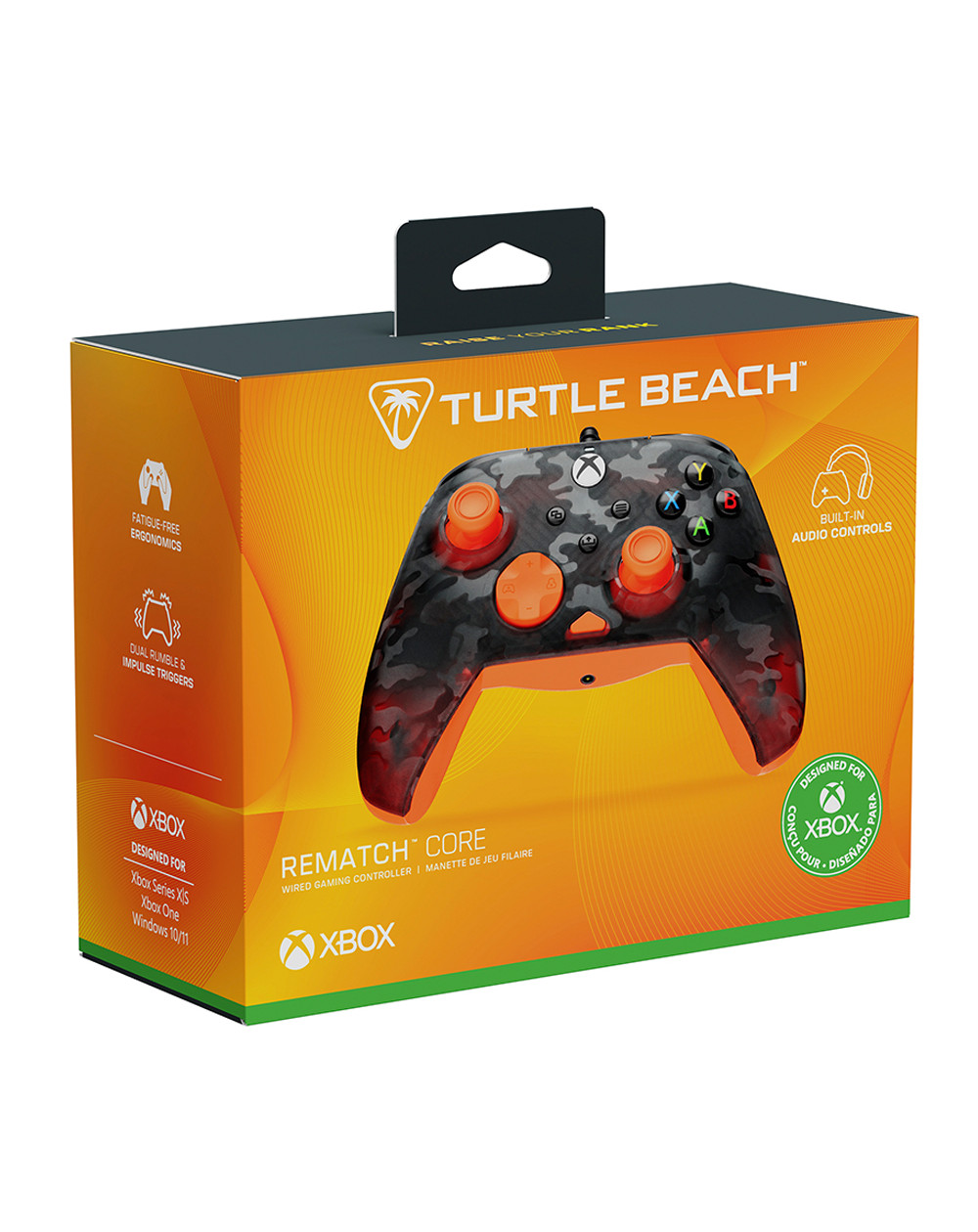 Control Turtle Beach Rematch Core Ghost Black Camo Naranja Xbox Series X