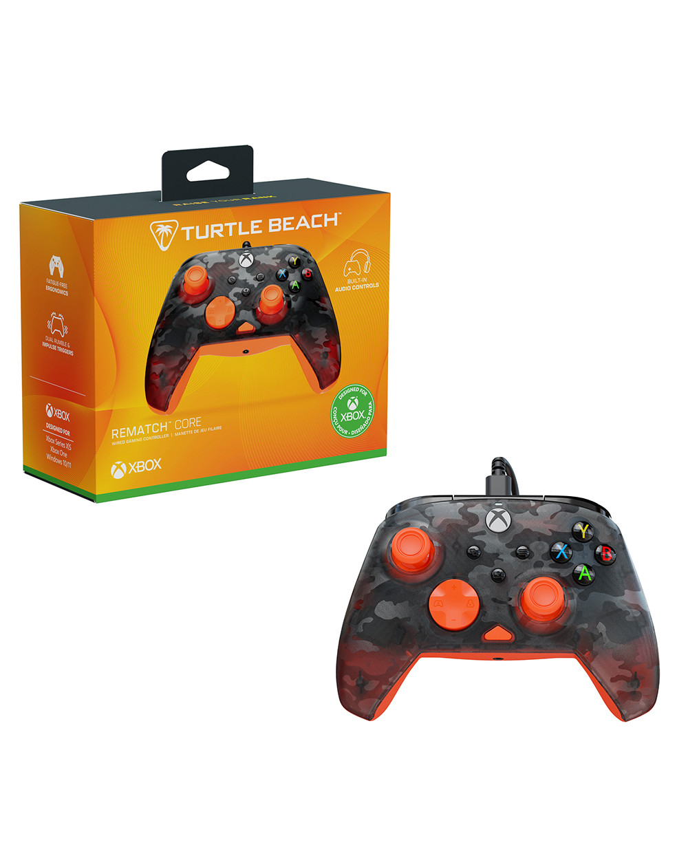 Control Turtle Beach Rematch Core Ghost Black Camo Naranja Xbox Series X