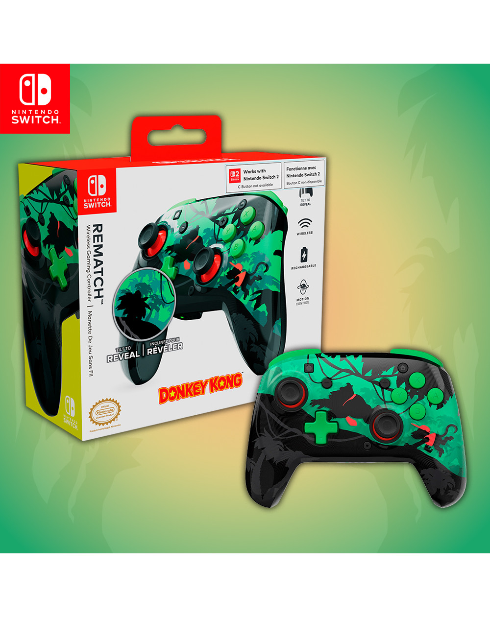 Turtle Beach Control Inalámbrico Rematch Donkey Kong Verde Nintendo Switch 2