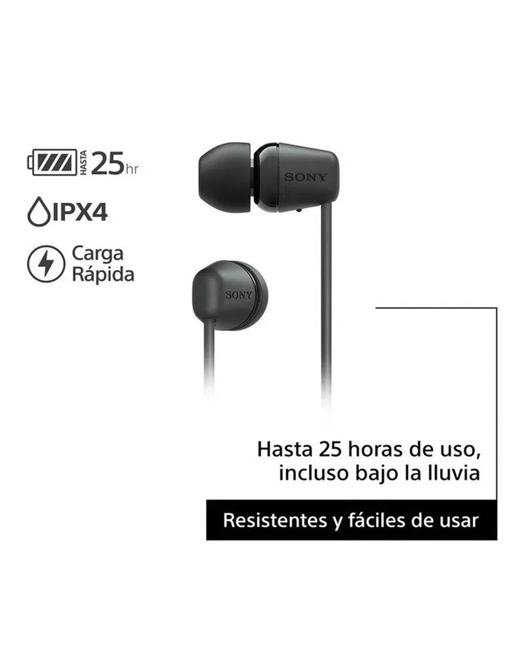 Sony Audifonos Inalambricos Negro WI-C100/BZ  UC