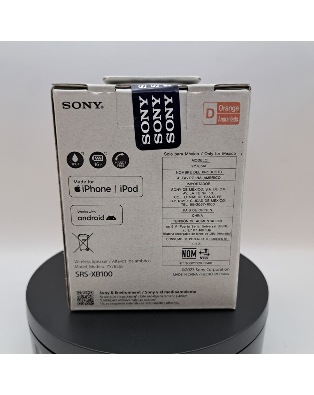Sony Bocina Inalambrica SRS-XB100 Naranja