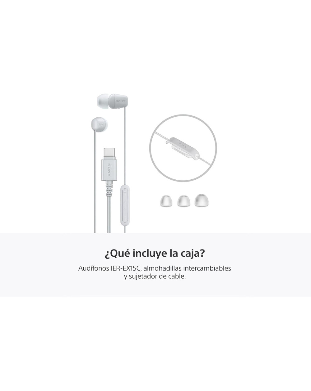 Sony Audífonos intrauditivos USB-C con cable IER-EX15C blanco
