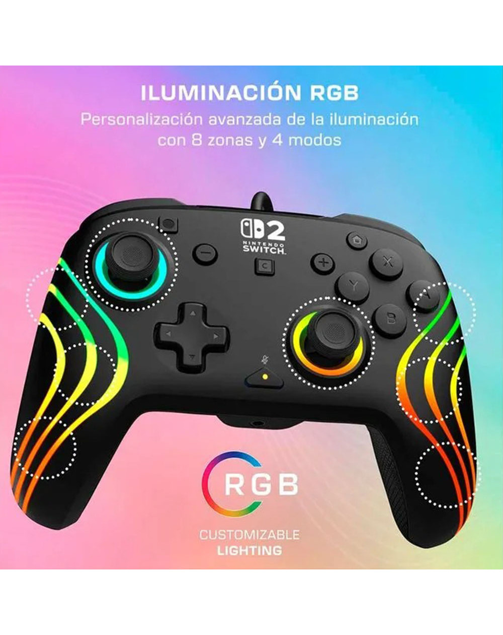 Turtle Beach Control Alambrico Afterglow Wave RGB Nintendo Switch 2