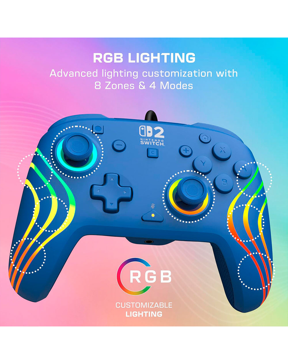 Turtle Beach Control Aalámbrico Afterglow RGB Azul Nintendo Switch 2