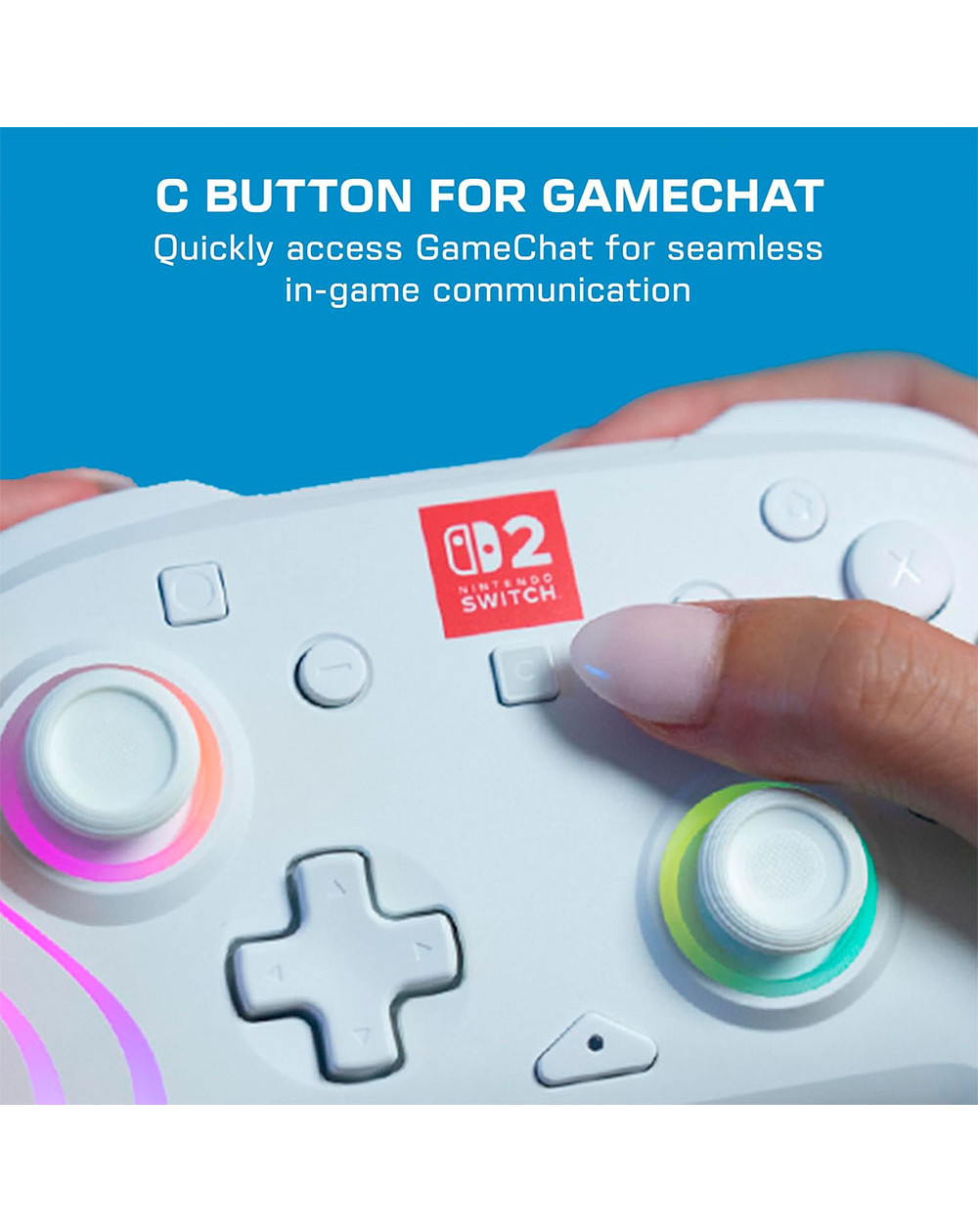 Turtle Beach Control Inalámbrico Afterglow Wave RGB Blanco Nintendo Switch 2