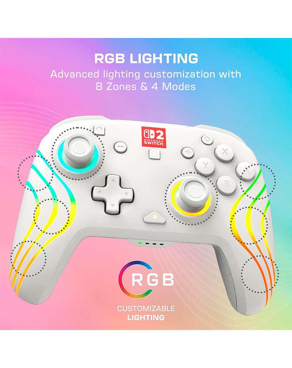 Turtle Beach Control Inalámbrico Afterglow Wave RGB Blanco Nintendo Switch 2
