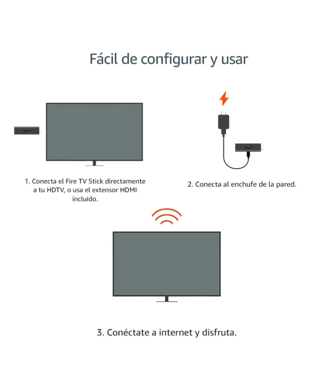 Amazon Fire Tv Stick Hd Streaming Media Player 8gb Color Negro Con Adaptador 110/220 Volts De Voz