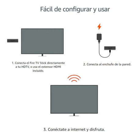 Amazon Fire Tv Stick Hd Streaming Media Player 8gb Color Negro Con Adaptador 110/220 Volts De Voz