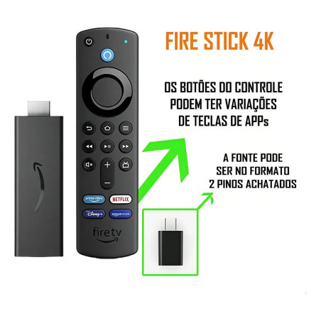 Amazon Fire Tv Stick 4k 8gb Con Pilas, Control Remoto, Adaptador, Cable Y Hdmi - Negro Baterías