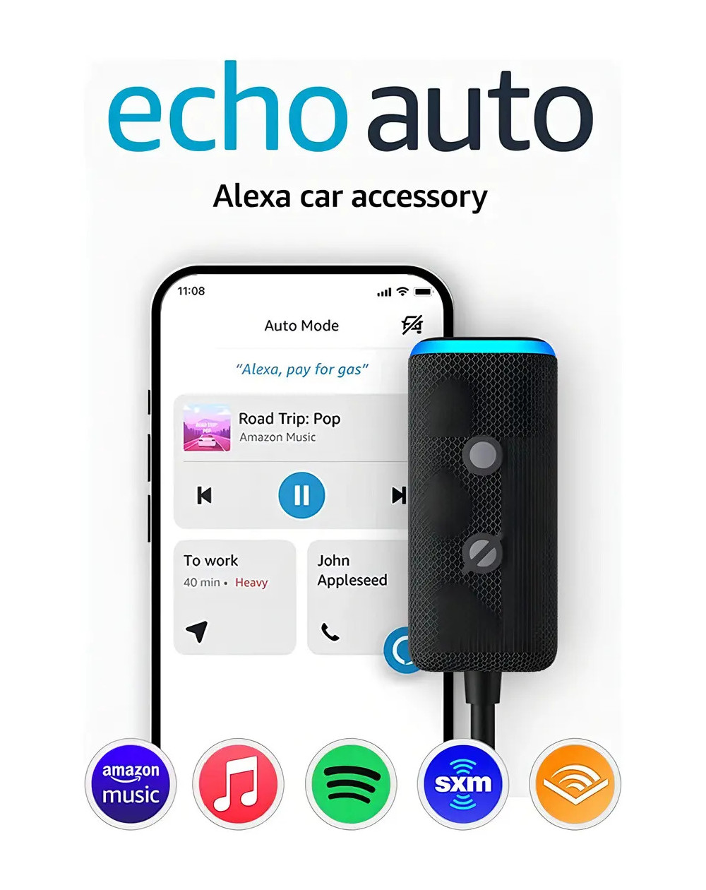 Amazon Echo Auto (2nd Gen) Con Asistente Virtual Alexa Color Negro