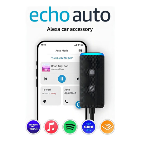 Amazon Echo Auto (2nd Gen) Con Asistente Virtual Alexa Color Negro