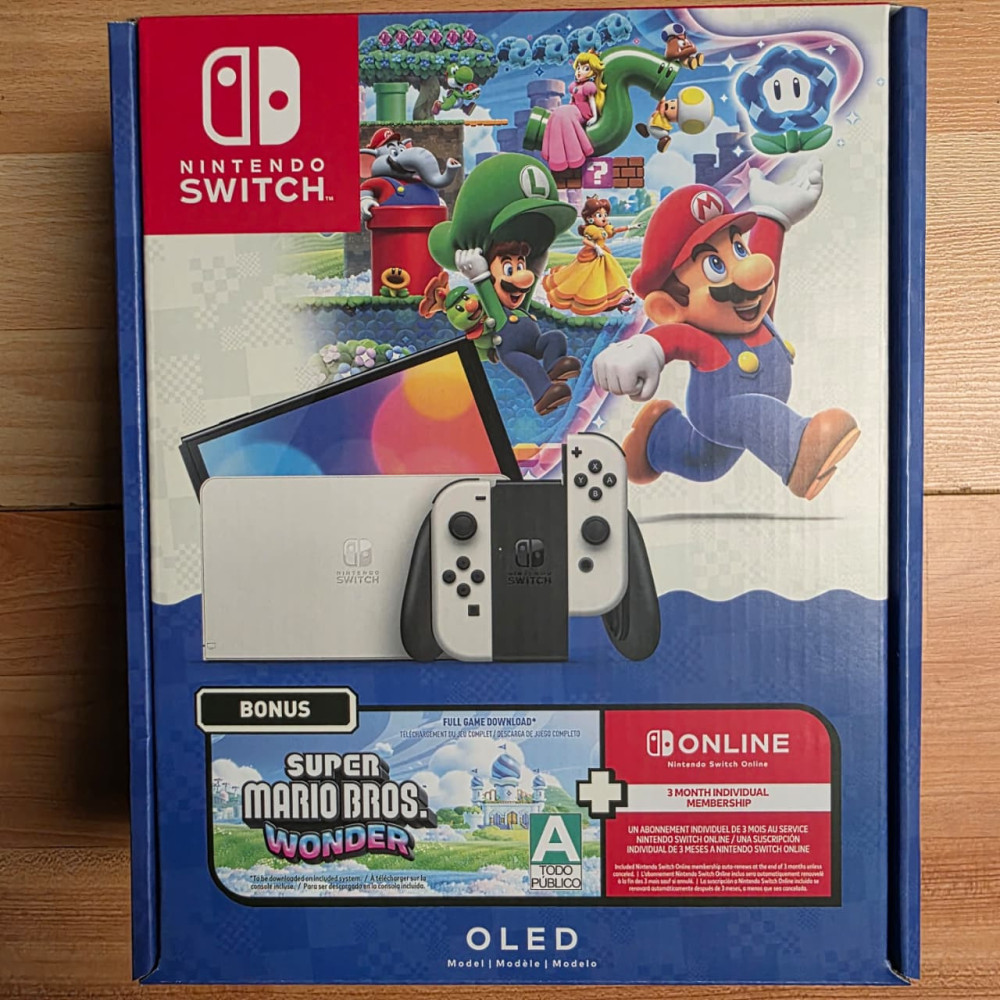 Consola Nintendo Switch Oled Blanca Super Mario Bros. Wonder + 3 meses Switch Online