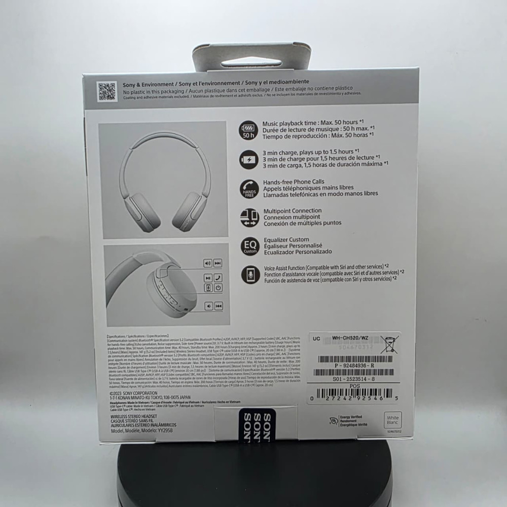 Sony Audifonos inalambricos WH-CH520 Blanco WZ UC